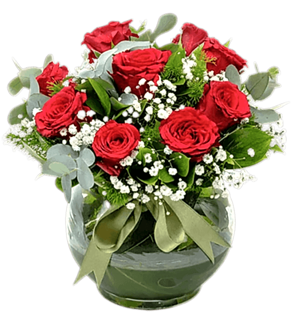 CAM FANUSTA 9 KIRMIZI GÜL ARANJMAN